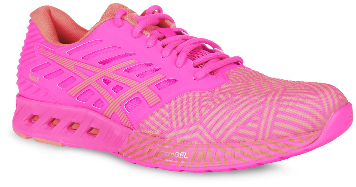Кроссовки для бега женские Asics fuzeX, цвет: розовый, персиковый. T6K8N-2076. Размер 9H (40)T6K8N-2076 Кроссовки для бега женские Asics fuzeX, цвет: розовый, персиковый. T6K8N-2076. Размер 9H (40)T6K8N-2076Женские кроссовки для бега fuzeX от Asics выполнены из текстильного материала с полимерными вставками. Удобная шнуровка надежно фиксирует модель на стопе. Внутренняя отделка выполнена из мягкого текстиля. Стелька fuzeGEL равномерно распределяет вес и позволяет преодолевать и длинные дистанции, а благодаря опущенной на 8 мм пятке, что ниже, чем у кроссовок для шоссейного бега, вы сможете прочувствовать рельеф поверхности. Длительные забеги станут легче в кроссовках с амортизацией fuzeGEL 360град. Цельная наружная подошва позволяет ощутить реальный рельеф под ногами. Рельефная гибкая подошва гарантирует идеальное сцепление с любыми поверхностями.