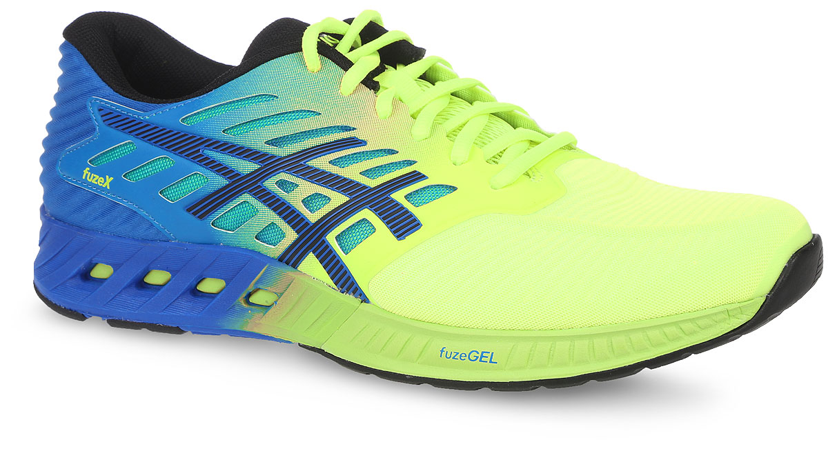 Кроссовки для бега мужские Asics Fuzex, цвет: неоновый желтый, голубой. T639N-0790. Размер 8 (40)T639N-0790 Кроссовки для бега мужские Asics Fuzex, цвет: неоновый желтый, голубой. T639N-0790. Размер 8 (40)T639N-0790Кроссовки Asics Fuzex выполнены из текстиля и полимера. Модель выполнена в оригинальном дизайне и оформлена фирменным принтом. На ноге модель фиксируется с помощью шнурков. Внутренняя поверхность выполнена из сетчатого текстиля. Стелька выполнена из мягкого ЭВА-материала с текстильной поверхностью. Подошва изготовлена из легкого и гибкого ЭВА-материала. Поверхность подошвы выполнена из прочной резины и дополнена протектором, который гарантирует отличное сцепление с любой поверхностью.