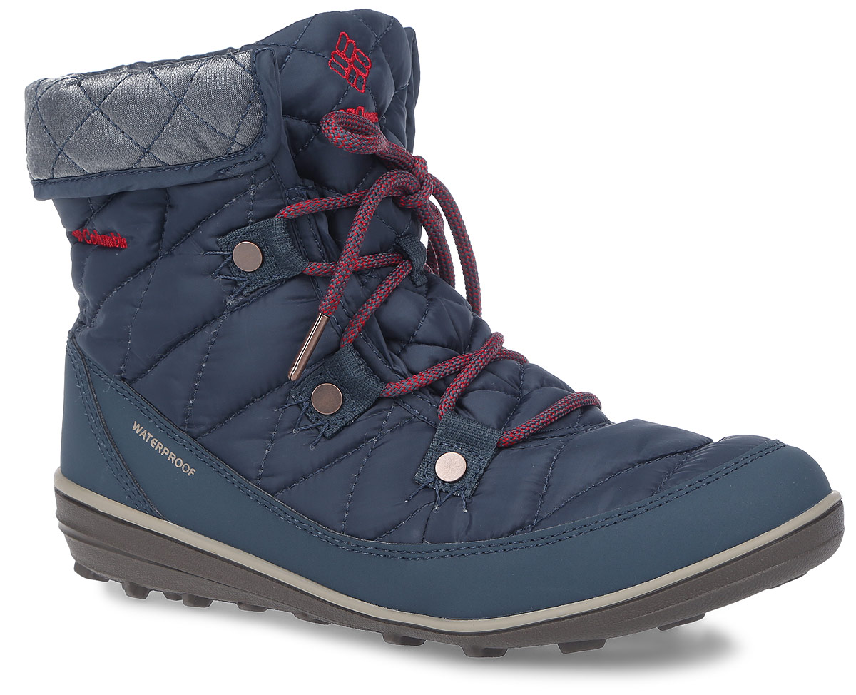 Ботинки женские Columbia Heavenly Shorty Omni-Heat Organza, цвет: темно-синий. 1691531-435. Размер 7,5 (38)1691531-435 Ботинки женские Columbia Heavenly Shorty Omni-Heat Organza, цвет: темно-синий. 1691531-435. Размер 7,5 (38)1691531-435Ботинки Columbia выполнены из высококачественного полиэстера, который не пропускает воду и полимера. Модель оформлена декоративной прострочкой. Язычок оформлен вышивкой с логотипом бренда. На ноге модель фиксируется с помощью шнуровки. Отражающая тепло подкладка с рефлективом обеспечит сохранение дополнительного тепла. Подошва изготовлена из высококачественной прочной резины и дополнена протектором, который гарантирует отличное сцепление с любой поверхностью.