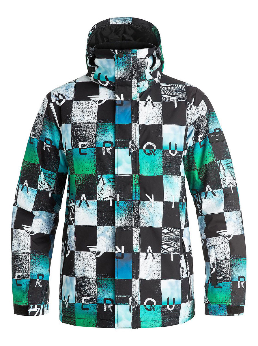 Куртка мужская Quiksilver, цвет: зеленый, черный. EQYTJ03069-BGZ9. Размер L (54)EQYTJ03069-BGZ9 Куртка мужская Quiksilver, цвет: зеленый, черный. EQYTJ03069-BGZ9. Размер L (54)EQYTJ03069-BGZ9Мужская куртка Quiksilver выполнена из 100% полиэстера. Модель с капюшоном и длинными рукавами застегивается на застежку-молнию и липучки. Капюшон пристегивается при помощи кнопок и дополнен шнурком-кулиской. Низ рукавов дополнен хлястиками на липучках и трикотажными манжетами. Спереди расположено два прорезных кармана, а на левом рукаве - карман на молнии. Внутри один накладной, сетчатый карман на липучке. Низ куртки регулируется при помощи эластичного шнурка с стопперами. Изделие оформлено оригинальным принтом.