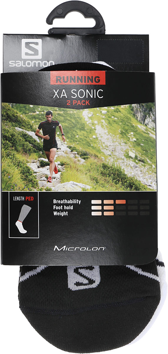 Носки Salomon Xa Sonic 2 Pack, цвет: черный, белый, 2 пары. L36268600. Размер M (39/41)L36268600 Носки Salomon Xa Sonic 2 Pack, цвет: черный, белый, 2 пары. L36268600. Размер M (39/41)L36268600Носки Salomon Xa Sonic 2 Pack изготовлены из высококачественного полиамида. Особенности особая конструкция Sensifit, эластичная поддержка свода стопы и сетчатая вставка для вентиляции делают носки незаменимыми для спортсменов. Плоский шов на мыске исключит натирание. Резинка надежно фиксирует носки на ноге.В комплект входят 2 пары носков
