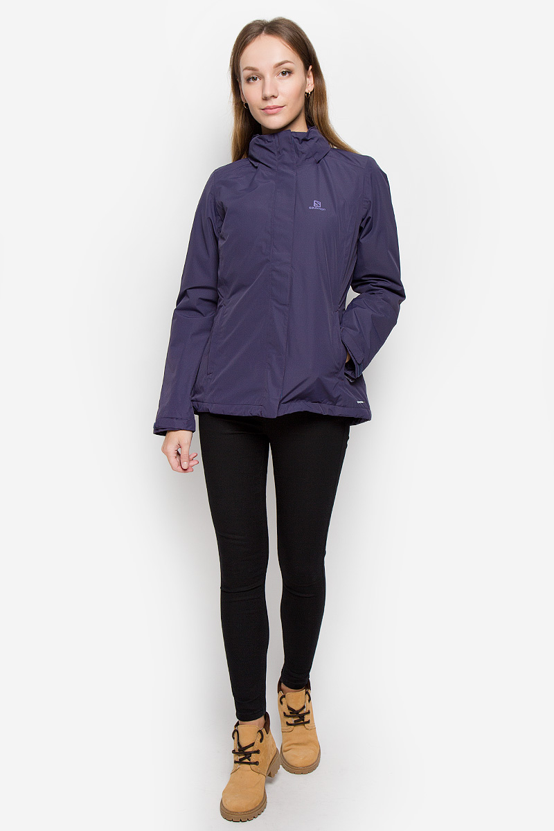 Куртка женская Salomon Elemental, цвет: фиолетовый. L38293600. Размер XL (52/54)L38293600 Куртка женская Salomon Elemental, цвет: фиолетовый. L38293600. Размер XL (52/54)L38293600Женская куртка Salomon Elemental с длинными рукавами, несъемным капюшоном выполнена из прочного полиэстера. Благодаря материалу Advanced Skin Dry она защитит вас от дождя и ветра.Куртка застегивается на застежку-молнию спереди и имеет ветрозащитный клапан на липучках. Капюшон сворачивается и фиксируется липучкой сзади, трансформируясь в воротник-стойку. Его объем регулируется при помощи шнурка-кулиски со стопперами. Манжеты рукавов дополнены хлястиками на липучках. Изделие дополнено двумя втачными карманами на молниях спереди и внутренним втачным карманом на молнии. Объем низа регулируется при помощи шнурка-кулиски со стопперами.