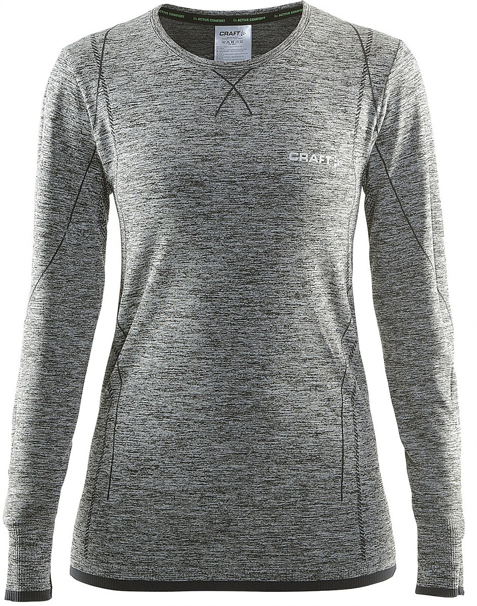 Термобелье кофта женская Craft Active Comfort, цвет: серый меланж. 1903714. Размер L (48)1903714 Термобелье кофта женская Craft Active Comfort, цвет: серый меланж. 1903714. Размер L (48)1903714Универсальное женское термобелье. Мягкая и эластичная, легкая, но согревающая ткань термобелья сохранит ваше тело в тепле, сухости и комфорте. Прекрасная терморегуляция, свободный крой и плоские швы. Различные зоны плотности материала с учетом картографии тела. Бесшовный дизайн для оптимальной свободы движений.
