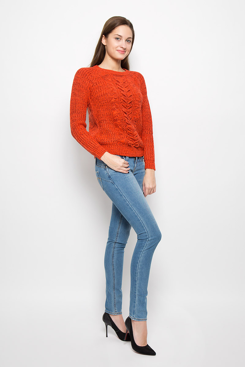 Джемпер женский Vero Moda, цвет: морковный. 10157980. Размер XS (40)10157980_Grenadine Джемпер женский Vero Moda, цвет: морковный. 10157980. Размер XS (40)10157980_GrenadineМодный женский джемпер Vero Moda, изготовленный из акрила, приятный на ощупь, не сковывает движений и обеспечивает комфорт. Модель с круглым вырезом горловины и длинными рукавами-реглан оформлена оригинальным вязаным узором. Горловина, манжеты рукавов и низ джемпера связаны резинкой.