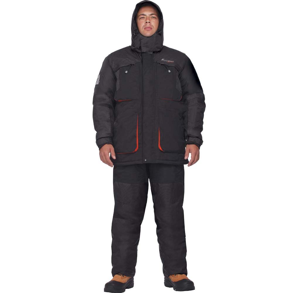 Костюм мужской рыболовный FisherMan Nova Tour Драйв, цвет: черный. 46173-901. Размер M (52)46173-901 Костюм мужской рыболовный FisherMan Nova Tour Драйв, цвет: черный. 46173-901. Размер M (52)46173-901Костюм адаптирован для рыбалки и езды на снегоходах.Теплый костюм состоящий из куртки и полукомбинезона. Куртка с центральной двузамковой молнией. Восемь внешних карманов: четыре – утепленные грузовые, четыре прорезных с влагозащитными молниями. Анатомический крой рукава, внутренние трикотажные манжеты. Регулируемый капюшон с жестким козырьком. Ветрозащитная юбка. Полукомбинезон с анатомическим кроем в области колен. Эластичная боковая вставка на талии; два нагрудных кармана, два кармана в области бедер, с влагозащитной молнией. Усиление в области колен и задней части. Снегозащитная муфта. Ткань с мембраной, специальный утеплитель Termo MAX. Проклеенные швы.Ткань с мембраной - используется беспоровая мембрана Hipora 10000/10000.