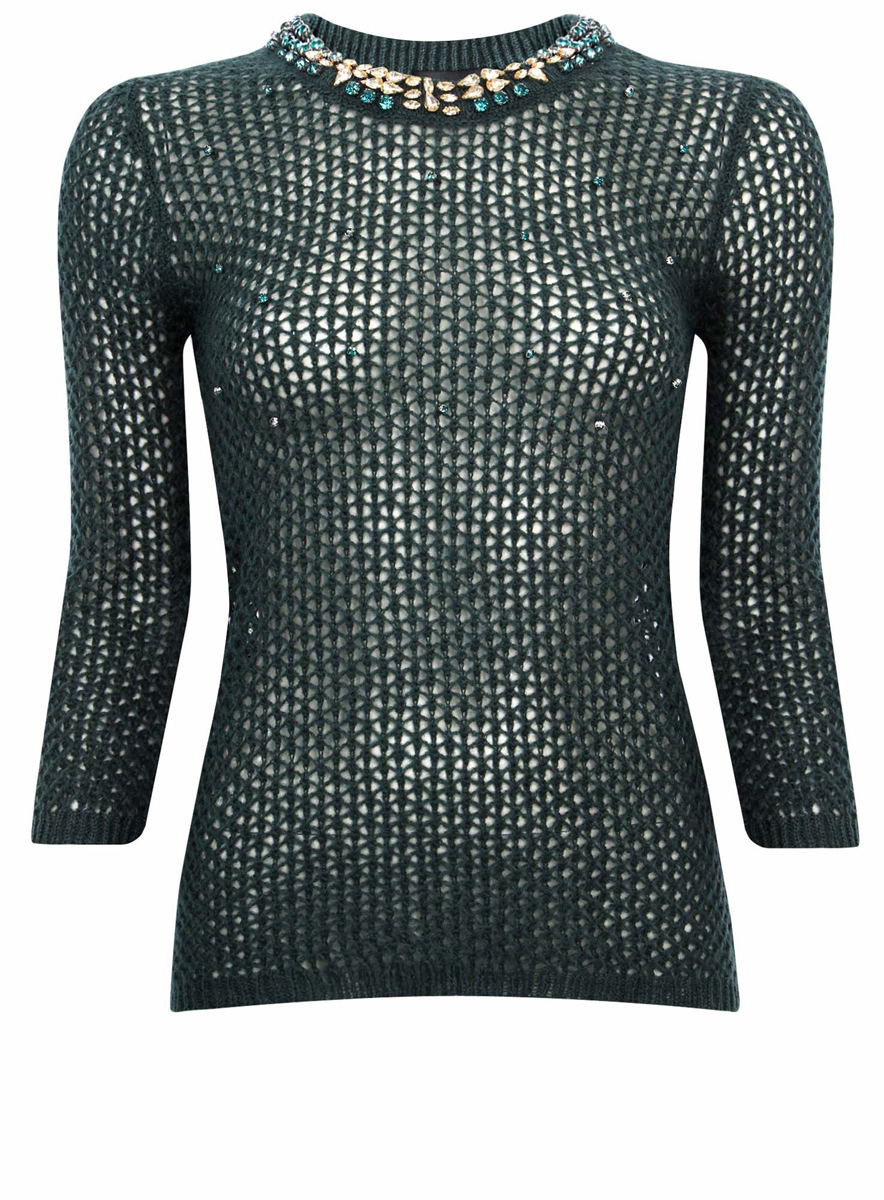 Джемпер женский oodji Collection, цвет: темно-зеленый. 73807609/18713/6900N. Размер M (46)73807609/18713/6900N Джемпер женский oodji Collection, цвет: темно-зеленый. 73807609/18713/6900N. Размер M (46)73807609/18713/6900NКрасивый женский джемпер oodji Collection изготовлен из мягкой пряжи. Изделие с круглым вырезом горловины и длинными рукавами декорирован стразами.
