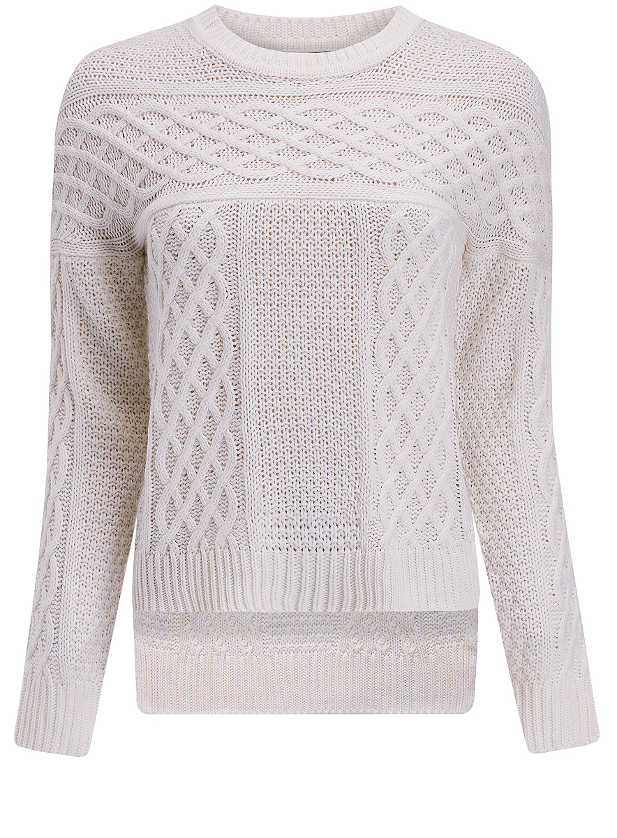 Джемпер женский oodji Ultra, цвет: молочный. 63805297/31328/1200N. Размер XXS (40)63805297/31328/1200N Джемпер женский oodji Ultra, цвет: молочный. 63805297/31328/1200N. Размер XXS (40)63805297/31328/1200NВязаный женский джемпер oodji Ultra выполнен из материала ПАН с добавлением шерсти.Модель с длинными приспущенными рукавами и круглым вырезом горловины оформлена оригинальной вязкой. Низ рукавов, горловина и низ джемпера связан резинкой. Спинка изделия удлинена.