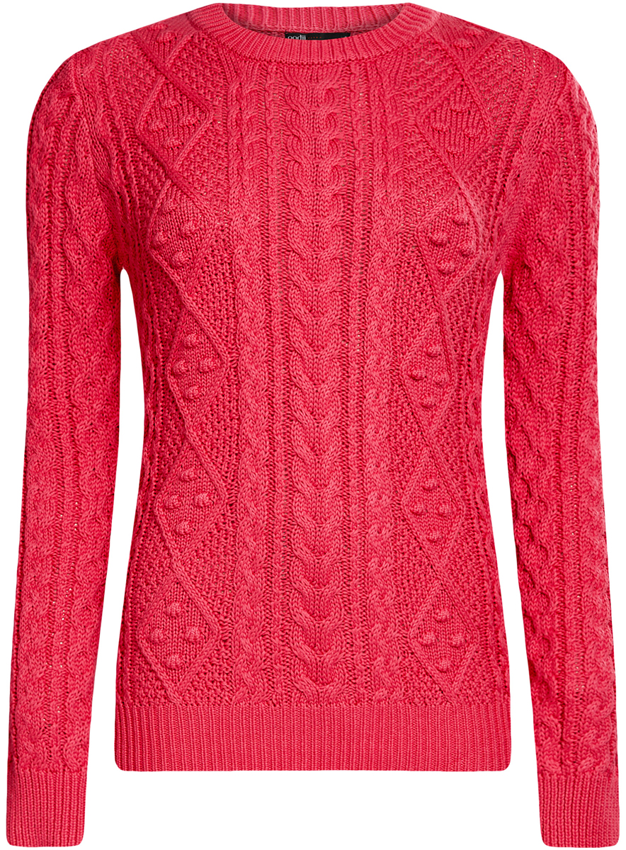 Джемпер женский oodji Ultra, цвет: ярко-розовый. 63805262/42180/4D00N. Размер XL (50)63805262/42180/4D00N Джемпер женский oodji Ultra, цвет: ярко-розовый. 63805262/42180/4D00N. Размер XL (50)63805262/42180/4D00NЖенский джемпер oodji Ultra выполнен из мягкой пряжи, в состав которой входят ПАН, хлопок и полиамид. Модель с круглым вырезом горловины и длинными рукавами оформлена вязаным рисунком. Вырез горловины, манжеты и низ изделия связаны резинкой.