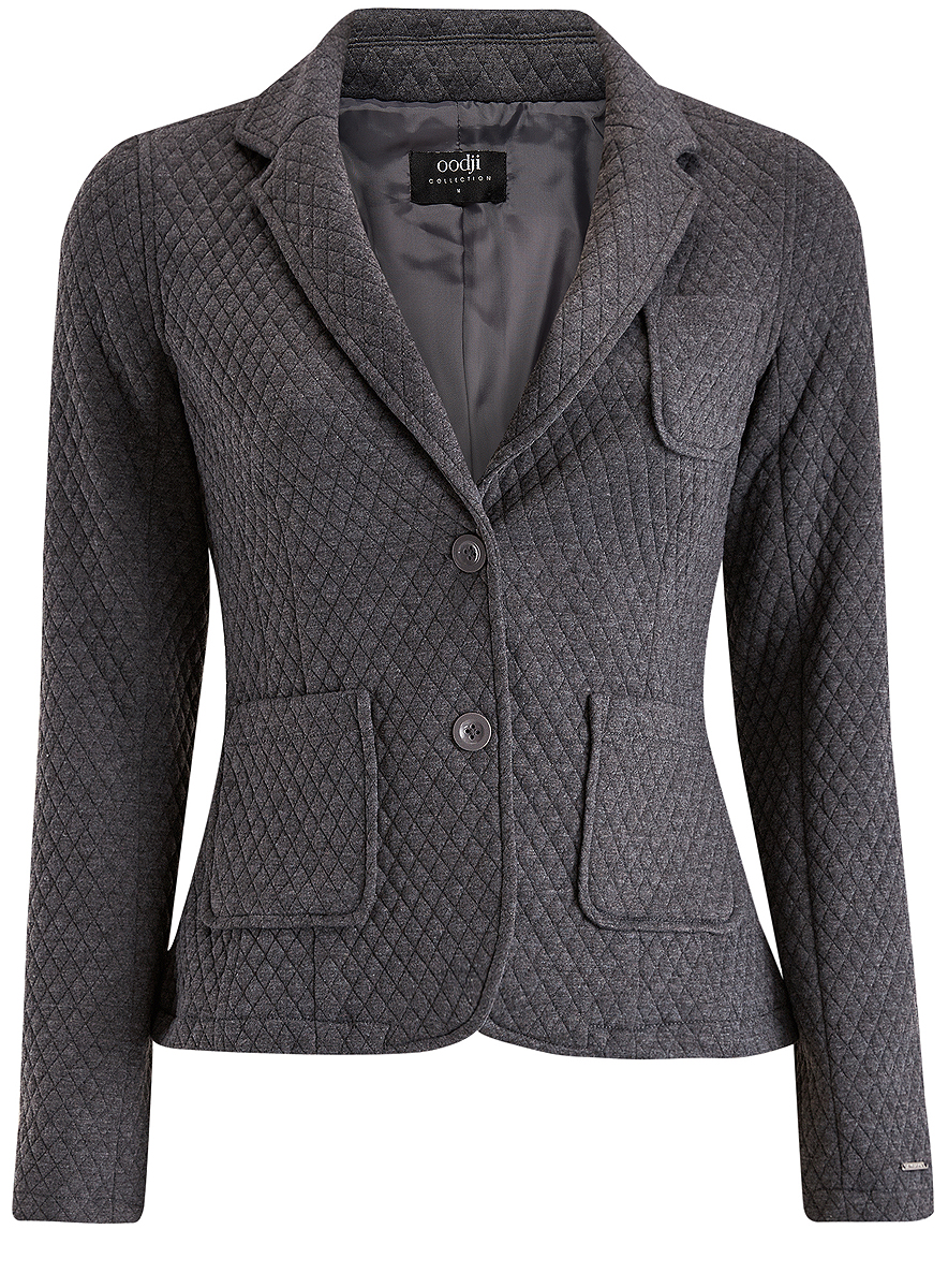 Жакет женский oodji Collection, цвет: серый. 27900041/42408/2500M. Размер XL (50)27900041/42408/2500M Жакет женский oodji Collection, цвет: серый. 27900041/42408/2500M. Размер XL (50)27900041/42408/2500MЖенский жакет oodji Collection выполнен из высококачественного полиэстера. Модель приталенного кроя с воротником с лацканами застегивается на две пуговицы. Спереди расположены три накладных кармана, а манжеты оформлены пуговицами. Низ спинки дополнен шлицей.