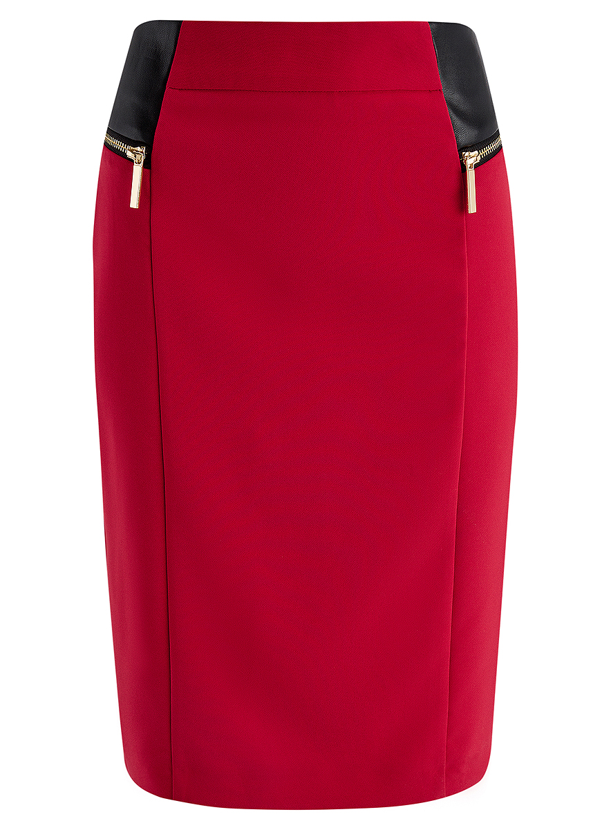Юбка oodji Collection, цвет: красный. 21605067/42250/4500N. Размер 38 (44-170)21605067/42250/4500N Юбка oodji Collection, цвет: красный. 21605067/42250/4500N. Размер 38 (44-170)21605067/42250/4500NЮбка oodji Collection выполнена из полиэстера с добавлением эластана. Юбка-карандаш средней длины застегивается на застежку-молнию на спинке. Модель оформлена декоративными вставками в поясе из искусственной кожи и имитацией карманов с металлическими застежками.