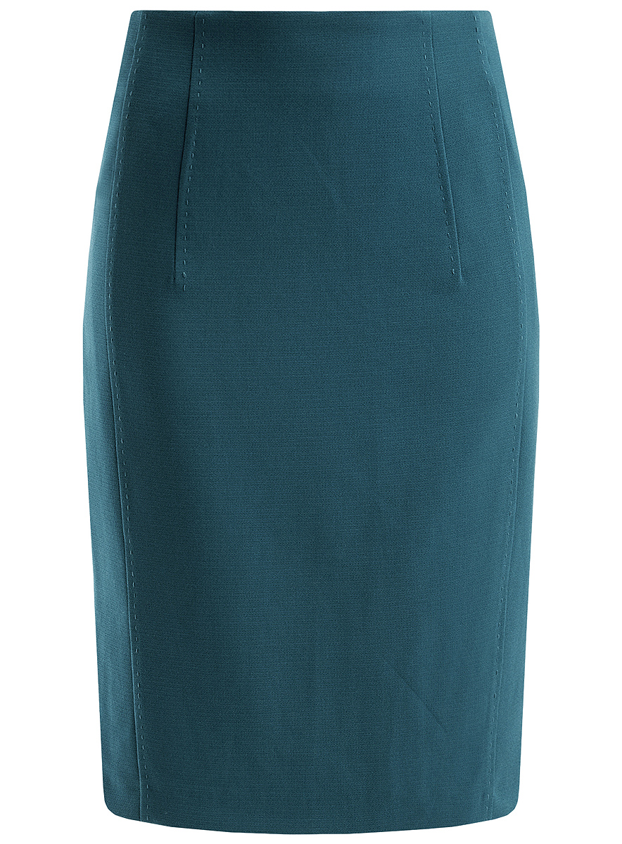 Юбка oodji Collection, цвет: бирюзовый. 21601259-1/31291/7400N. Размер 36 (42-170)21601259-1/31291/7400N Юбка oodji Collection, цвет: бирюзовый. 21601259-1/31291/7400N. Размер 36 (42-170)21601259-1/31291/7400NЮбка oodji Collection выполнена из полиэстера с добавлением вискозы и эластана, подкладка выполнена из 100% полиэстера. Юбка-карандаш средней длины застегивается на застежку-молнию на спинке. Модель оформлена декоративной отстрочкой, стилизованной под ручные стежки.