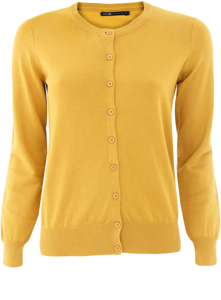 Кофта женская oodji Collection, цвет: горчичный. 73212276-2/24525/5700N. Размер XS (42)73212276-2/24525/5700N Кофта женская oodji Collection, цвет: горчичный. 73212276-2/24525/5700N. Размер XS (42)73212276-2/24525/5700NСтильная женская кофта oodji Collection выполнена из качественной вискозы с добавлением полиамида. Модель с круглым вырезом горловины и длинными рукавами застегивается спереди на пластиковые пуговицы. Верх, манжеты и низ изделия дополнены трикотажными резинками.