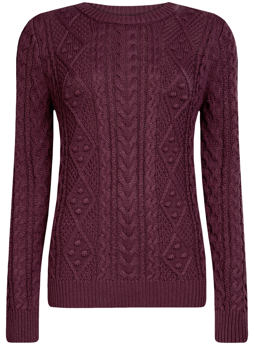 Джемпер женский oodji Ultra, цвет: фиолетовый. 63805262/42180/8300N. Размер XL (50)63805262/42180/8300N Джемпер женский oodji Ultra, цвет: фиолетовый. 63805262/42180/8300N. Размер XL (50)63805262/42180/8300NЖенский джемпер oodji Ultra выполнен из мягкой пряжи, в состав которой входят ПАН, хлопок и полиамид. Модель с круглым вырезом горловины и длинными рукавами оформлена вязаным рисунком. Вырез горловины, манжеты и низ изделия связаны резинкой.