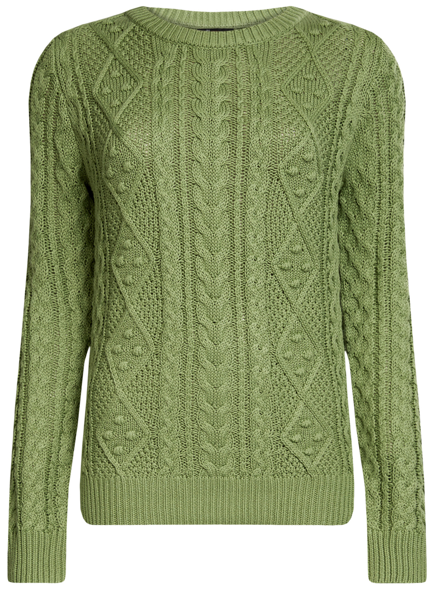 Джемпер женский oodji Ultra, цвет: зеленый. 63805262/42180/6200N. Размер XL (50)63805262/42180/6200N Джемпер женский oodji Ultra, цвет: зеленый. 63805262/42180/6200N. Размер XL (50)63805262/42180/6200NЖенский джемпер oodji Ultra выполнен из мягкой пряжи, в состав которой входят ПАН, хлопок и полиамид. Модель с круглым вырезом горловины и длинными рукавами оформлена вязаным рисунком. Вырез горловины, манжеты и низ изделия связаны резинкой.
