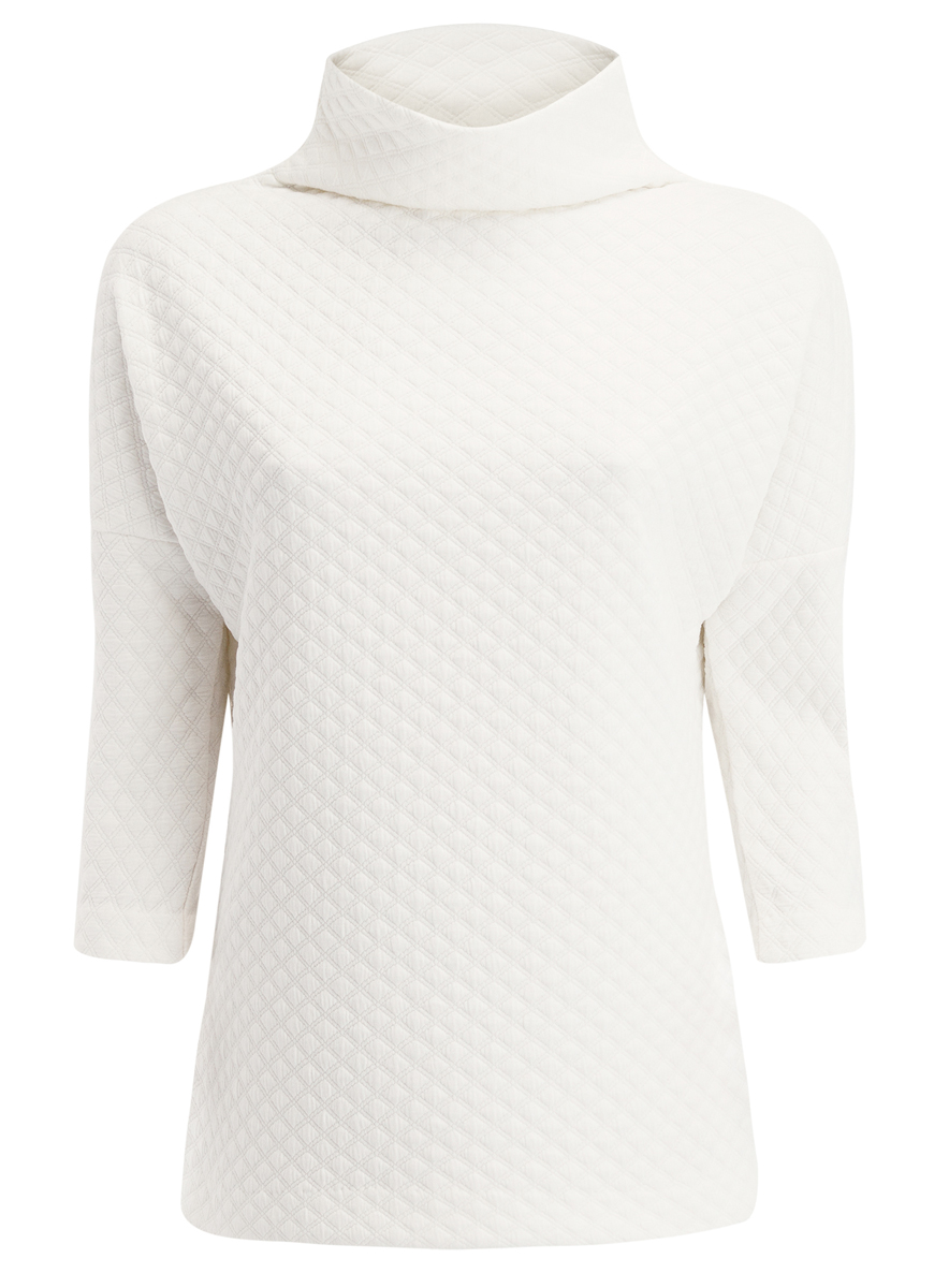 Джемпер женский oodji Collection, цвет: молочный. 24808005/45964/1200N. Размер XS (42)24808005/45964/1200N Джемпер женский oodji Collection, цвет: молочный. 24808005/45964/1200N. Размер XS (42)24808005/45964/1200NЖенский джемпер oodji Collection выполнен из фактурного материала. Джемпер с широким воротником-стойкой имеет рукава 3/4 со спущенной линией плеча.