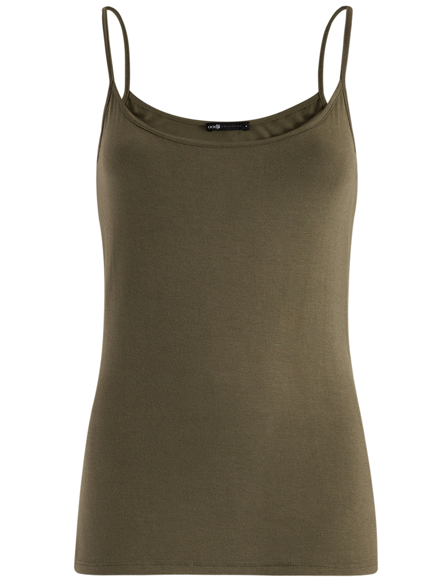 Майка женская oodji Collection, цвет: темно-зеленый. 24306001/46223/6800N. Размер XXL (52)24306001/46223/6800N Майка женская oodji Collection, цвет: темно-зеленый. 24306001/46223/6800N. Размер XXL (52)24306001/46223/6800NБазовая женская майка oodji Collection выполнена из эластичной вискозной ткани.Модель с круглым вырезом горловины и тонкими бретельками.