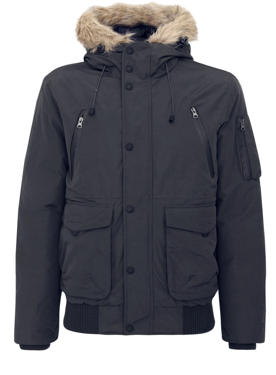 Куртка мужская oodji, цвет: черный. 1L112008M/39881N/2900N. Размер XXL (58-182)1L112008M/39881N/2900N Куртка мужская oodji, цвет: черный. 1L112008M/39881N/2900N. Размер XXL (58-182)1L112008M/39881N/2900NМужская куртка oodji выполнена из полиэстера с добавлением хлопка. В качестве утеплителя и наполнителя используется 100% полиэстер. Модель с несъемным капюшоном застегивается на застежку-молнию с защитой для подбородка и имеет ветрозащитную планку на кнопках. Край капюшона дополнен шнурком-кулиской со стоплерами и оформлен искусственным мехом. Рукава по низу имеют внутренние эластичные манжеты. Низ изделия дополнен вставкой из эластичного материала. Спереди расположено два накладных кармана с клапанами на липучках, два втачных кармана на застежках-молниях и два открытых, боковых кармана. С внутренней стороны расположен втачной карман на застежке-молнии. На левом рукаве находится три накладных кармана, один из которых на застежке-молнии, а два - без застежек.