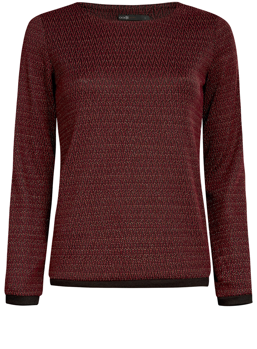 Джемпер женский oodji Ultra, цвет: бордовый. 14201010/46233/4929G. Размер XL (50)14201010/46233/4929G Джемпер женский oodji Ultra, цвет: бордовый. 14201010/46233/4929G. Размер XL (50)14201010/46233/4929GЖенский джемпер oodji Ultra с круглым вырезом горловины и длинными рукавами изготовлен из высококачественной пряжи из полиэстера с добавлением вискозы и эластана.Джемпер с люрексом оформлен узором в виде зигзагов.