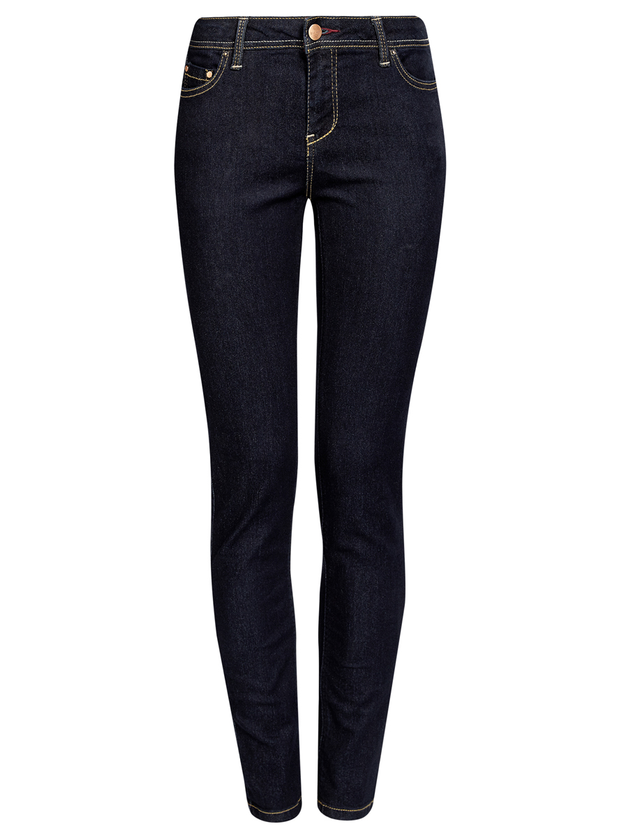 Джинсы женские oodji Denim, цвет: чернильный. 12103126/19603/7900W. Размер 28-30 (46-30)12103126/19603/7900W Джинсы женские oodji Denim, цвет: чернильный. 12103126/19603/7900W. Размер 28-30 (46-30)12103126/19603/7900WСтильные женские джинсы oodji Denim выполнены из хлопка с добавлением полиэстера и полиуретана. Материал мягкий и приятный на ощупь, не сковывает движения и позволяет коже дышать.Джинсы-скинни со средней посадкой застегиваются на пуговицу в поясе и ширинку на застежке-молнии. На поясе предусмотрены шлевки для ремня. Спереди модель дополнена двумя втачными карманами и одним накладным кармашком, сзади - двумя накладными карманами. Модель оформлена контрастной прострочкой.