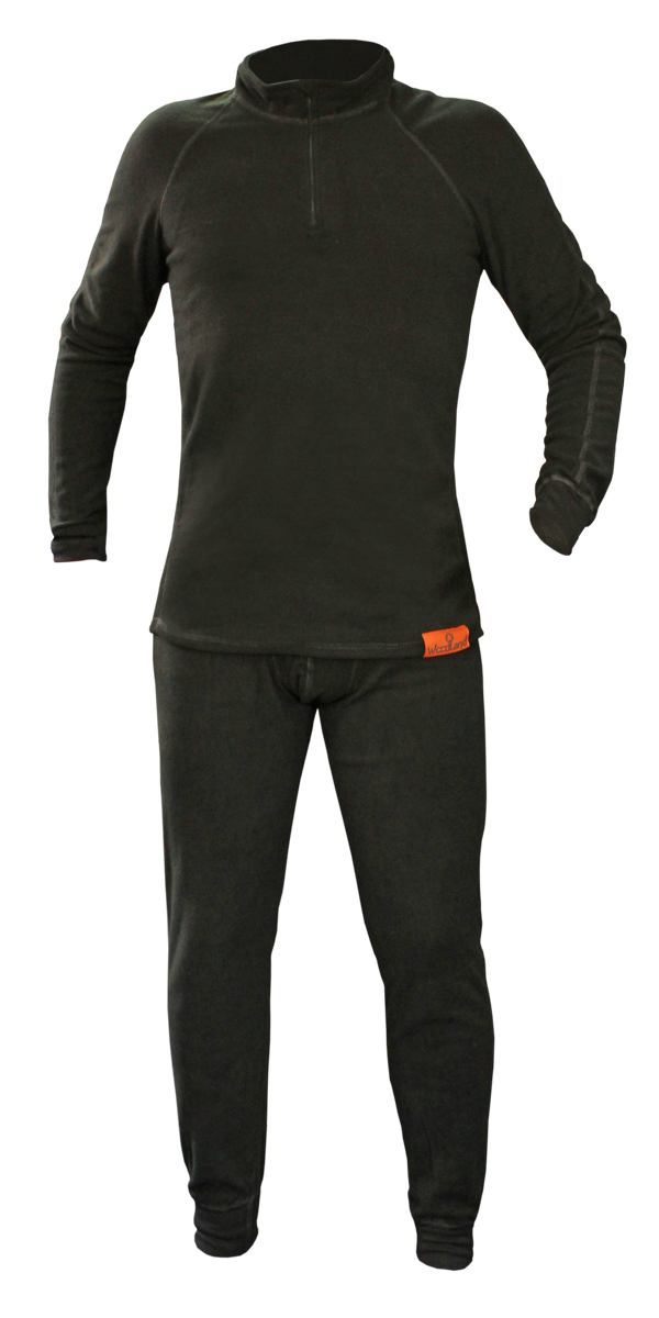Комплект термобелья Woodland ThermoLine ZIP: брюки, кофта, цвет: черный. 57392. Размер XXL (54/56)ThermoLine ZIP Комплект термобелья Woodland ThermoLine ZIP: брюки, кофта, цвет: черный. 57392. Размер XXL (54/56)ThermoLine ZIPКомплект термобелья Woodland ThermoLine изготавливается из качественного полиэстера. Может использоваться как одежда первого слоя (термобельё), так и как утепляющий флисовый второй слой с другими моделями термобелья Woodland. Материал изделия эластичный, легко тянется. Элементы кроя соединяются плоскими швами, которые при натяжении и под давлением не врезаются в кожу, не вызывают потертостей и ссадин. Комплект термобелья Woodland ThermoLine подходит для активного отдыха в зимний период, для повседневного ношения и длительного пребывания на открытом воздухе в холодном климате. Комплект термобелья Woodland ThermoLine комфортен в использовании, при продолжительном ношении не вызывает зуда. Материал изделия отводит влагу от тела и согревает. При намокании не теряет способности удерживать тепло, быстро сохнет на теле. Спереди от горловины до середины груди разрез, который застегивается на молнию. Температурные показатели: при низкой физической активности - до минус 20 градусов, при высокой физической активности - до минус 30 градусов.