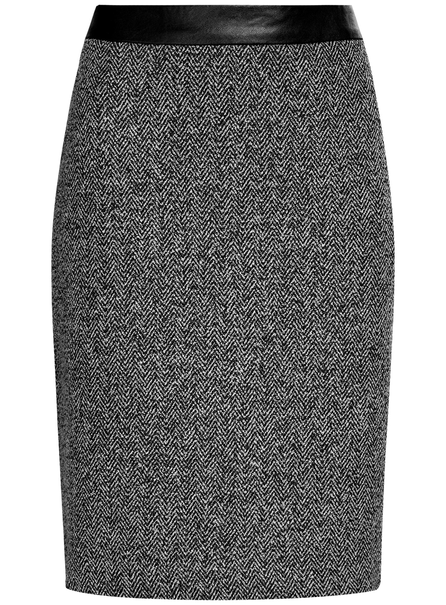 Юбка oodji Collection, цвет: черный, белый. 24101042-3/46082/2912J. Размер S (44)24101042-3/46082/2912J Юбка oodji Collection, цвет: черный, белый. 24101042-3/46082/2912J. Размер S (44)24101042-3/46082/2912JЮбка oodji Collection выполнена из полиэстера с добавлением вискозы. Юбка-карандаш средней длины застегивается на застежку-молнию на спинке. Модель оформлена узором-елочкой.