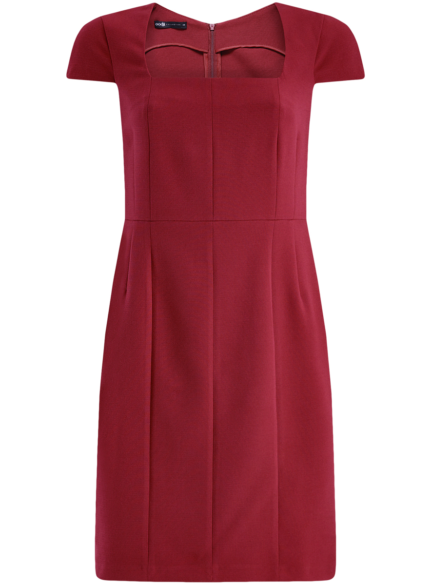 Платье oodji Collection, цвет: бордовый. 21902065/31291/4900N. Размер 38 (44-170)21902065/31291/4900N Платье oodji Collection, цвет: бордовый. 21902065/31291/4900N. Размер 38 (44-170)21902065/31291/4900NЖенское приталенное платье-футляр oodji имеет квадратный вырез воротника, рукава-крылышки и шлицу сзади. Застегивается на молнию на спинке. Выполнено из плотной ткани.