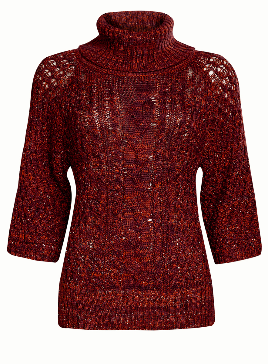 Свитер женский oodji Collection, цвет: бордовый, оранжевый. 73805613/45909/8859M. Размер XS (42)73805613/45909/8859M Свитер женский oodji Collection, цвет: бордовый, оранжевый. 73805613/45909/8859M. Размер XS (42)73805613/45909/8859MЖенский свитер oodji Collectionизготовлен из высококачественной комбинированной пряжи из акрила с добавлением шерсти и полиэстера.Свитер с рукавами-реглан до локтя и воротником-гольф оформлен объемным вязаным узором-косичкой. Воротник, манжеты рукавов и низ свитера связаны резинкой.