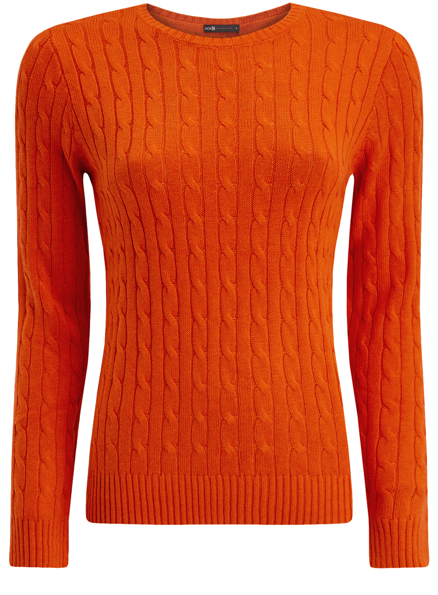 Джемпер женский oodji Collection, цвет: оранжевый. 73807617/32750/5900N. Размер M (46)73807617/32750/5900N Джемпер женский oodji Collection, цвет: оранжевый. 73807617/32750/5900N. Размер M (46)73807617/32750/5900NЖенский джемпер oodji Collection с круглым вырезом горловины и длинными рукавами изготовлен из высококачественной пряжи из вискозы с добавлением полиамида, хлопка и шерсти.Джемпер оформлен объемным вязаным узором в виде косичек. Манжеты рукавов, горловина и низ изделия связаны резинкой.