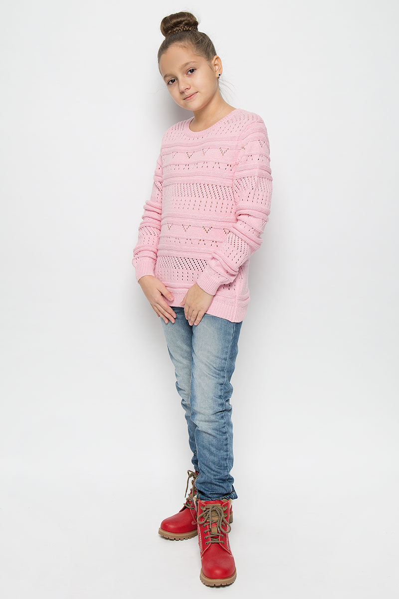 Джемпер для девочки Sela, цвет: розовый. JR-614/886-6415. Размер 116, 6 летJR-614/886-6415 Джемпер для девочки Sela, цвет: розовый. JR-614/886-6415. Размер 116, 6 летJR-614/886-6415Прелестный джемпер Sela, изготовленный из хлопка с добавлением акрила и полиэстера, станет отличным дополнением к гардеробу вашей девочки. Материал изделия мягкий и приятный на ощупь, не сковывает движения и позволяет коже дышать, не раздражает даже самую нежную и чувствительную кожу ребенка, обеспечивая наибольший комфорт.Модель с круглым вырезом горловины и длинными рукавами оформлена оригинальным вязаным узором. Горловина, манжеты рукавов и низ джемпера связаны резинкой.
