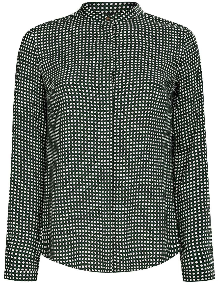 Блузка женская oodji Collection, цвет: темно-зеленый, белый. 21411063-2/26346/6912G. Размер 38-170 (44-170)21411063-2/26346/6912G Блузка женская oodji Collection, цвет: темно-зеленый, белый. 21411063-2/26346/6912G. Размер 38-170 (44-170)21411063-2/26346/6912GОригинальная женская блузка oodji Collection, выполненная из качественной вискозы, не оставит вас без внимания. Модель с воротником-стойкой и длинными рукавами застегивается спереди на пуговицы скрытые планкой. Манжеты рукавов также имеют застежки-пуговицы. Оформлена блузка стильным принтом с узором.