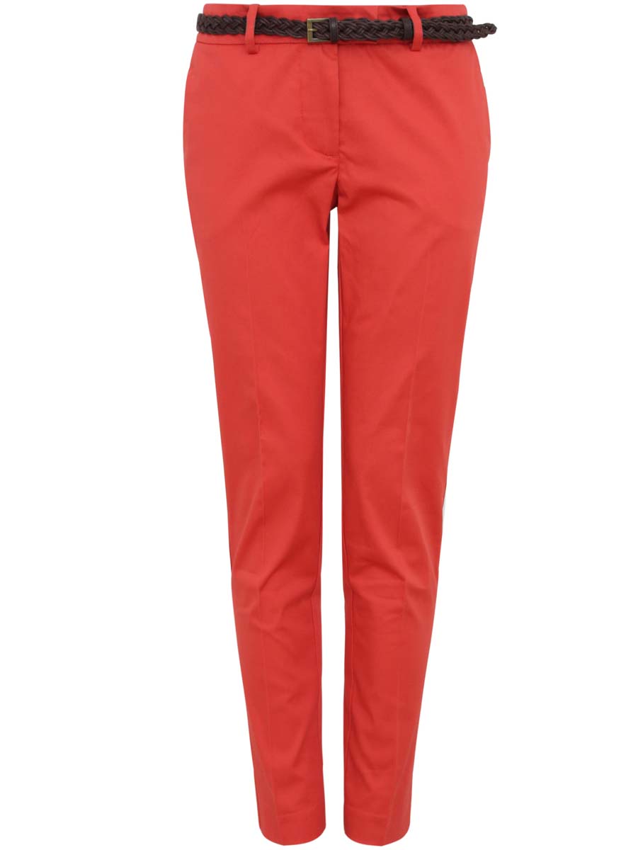 Брюки женские oodji Collection, цвет: оранжевый. 21701088-1/14522/5500N. Размер 44 (50-170)21701088-1/14522/5500N Брюки женские oodji Collection, цвет: оранжевый. 21701088-1/14522/5500N. Размер 44 (50-170)21701088-1/14522/5500NСтильные женские брюки oodji Collection изготовлены из натурального хлопка с добавлением эластана. Модель-слим застегивается на потайную пуговицу, металлический крючок в поясе и ширинку на застежке-молнии, имеются шлевки для ремня. Брюки со стандартной талией имеют спереди два втачных кармана, а сзади декорированы имитацией прорезных карманов. В комплект к изделию входит плетеный ремешок.