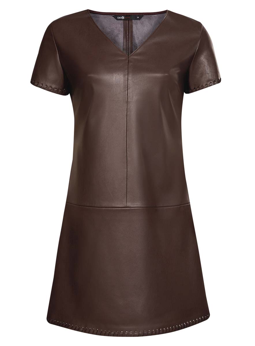 Платье oodji Ultra, цвет: темно-коричневый. 18L03001/43578/3900N. Размер 42 (48-170)18L03001/43578/3900N Платье oodji Ultra, цвет: темно-коричневый. 18L03001/43578/3900N. Размер 42 (48-170)18L03001/43578/3900NСтильное платье oodlji Ultra выполнено из искусственной кожи. Модель А-силуэта с V-образным вырезом горловины и короткими рукавами. Края рукавов и низ платья декорированы.