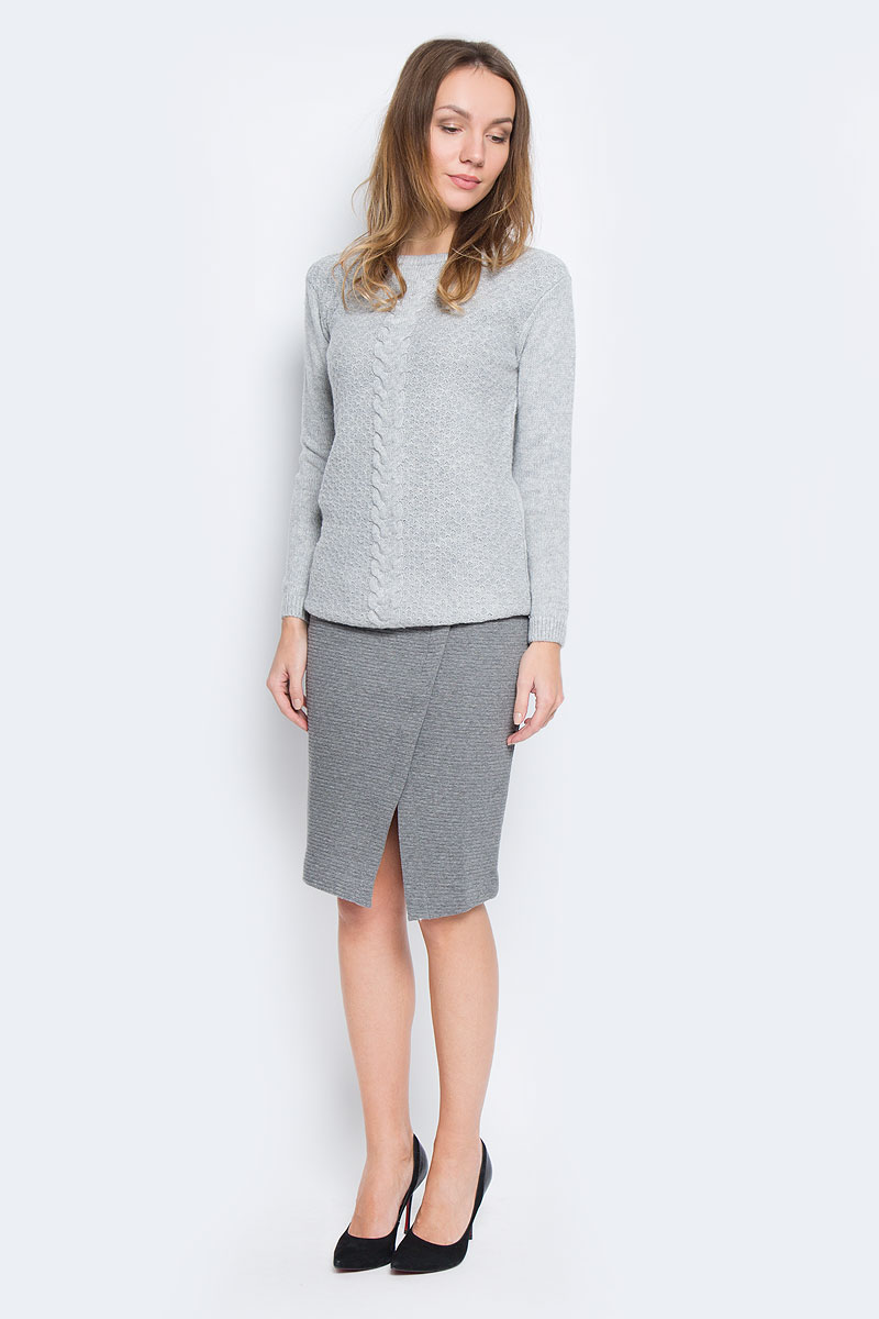 Джемпер женский Sela Collection, цвет: серый меланж. TKsw-114/1159-6485. Размер XS (42)TKsw-114/1159-6485 Джемпер женский Sela Collection, цвет: серый меланж. TKsw-114/1159-6485. Размер XS (42)TKsw-114/1159-6485Стильный женский джемпер Sela Collection, изготовленный из качественной комбинированной пряжи, отлично подойдет для холодной погоды. Удлиненная модель с круглым вырезом горловины и длинными рукавами по бокам дополнена небольшими декоративными разрезами. Горловина, низ изделия и манжеты рукавов связаны резинкой.
