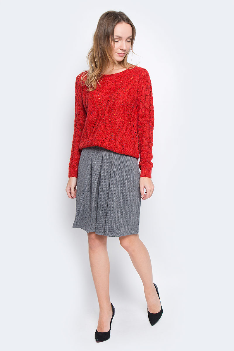 Юбка Sela Casual, цвет: серый, черный. SKk-118/854-6445. Размер L (48)SKk-118/854-6445 Юбка Sela Casual, цвет: серый, черный. SKk-118/854-6445. Размер L (48)SKk-118/854-6445Женская юбка Sela Casual выполнена из полиэстера и вискозы.Юбка-миди по поясу дополнена эластичной тесьмой. Модель оформлена узором в елочку и спереди дополнена крупными складками.