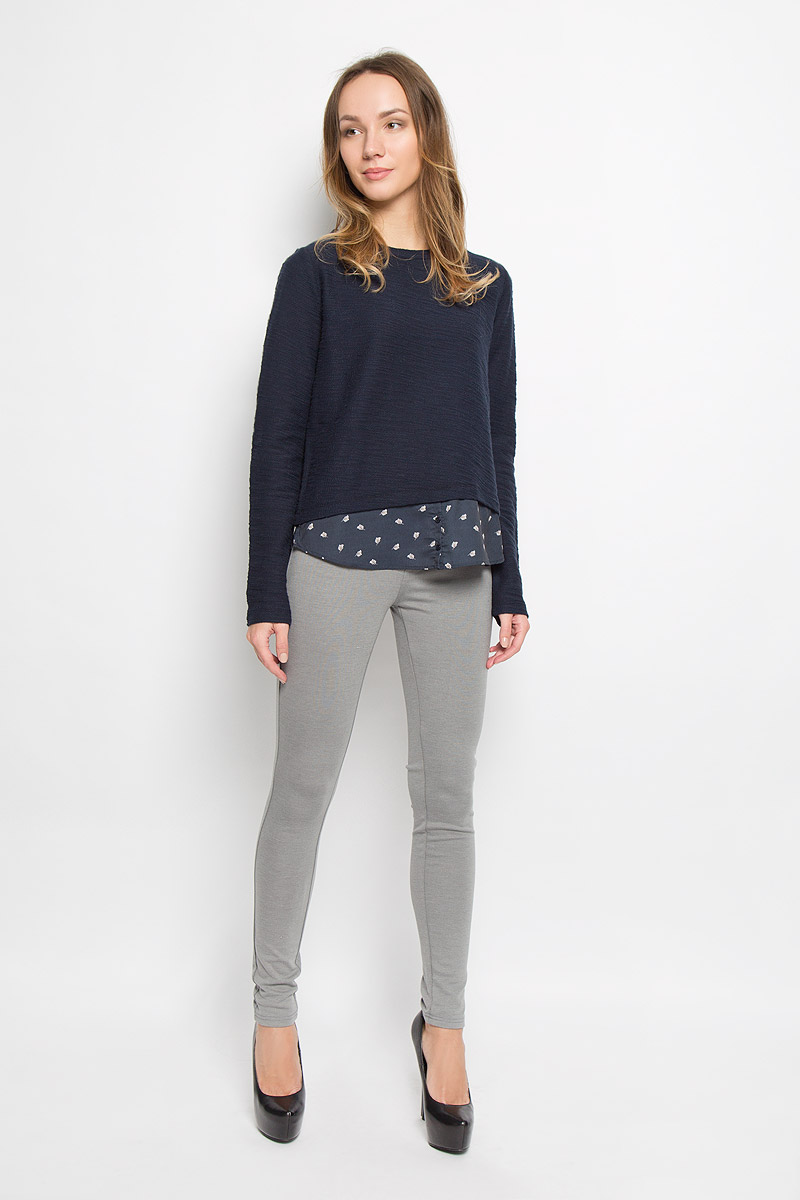 Джемпер женский Tom Tailor Denim, цвет: темно-синий. 2530537.01.71_6901. Размер S (44)2530537.01.71_6901 Джемпер женский Tom Tailor Denim, цвет: темно-синий. 2530537.01.71_6901. Размер S (44)2530537.01.71_6901Стильный женский джемпер Tom Tailor Denim выполнен эффектом 2 в 1 в виде кофточки из натурального хлопка и блузки из полиэстера, застегивающейся на пуговицы. Модель с круглым вырезом горловины и длинными рукавами.