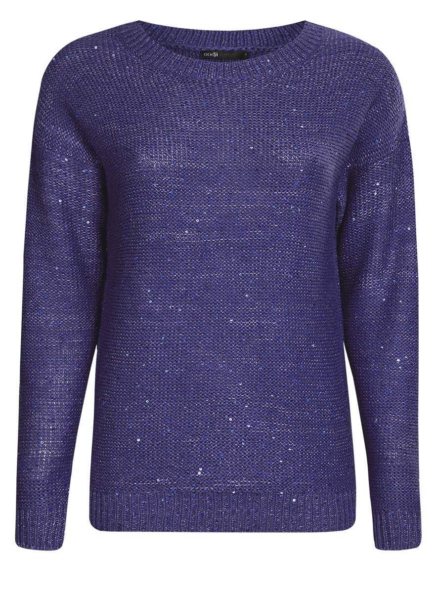Джемпер женский oodji Ultra, цвет: синий. 63805293/46044/7500X. Размер XS (42)63805293/46044/7500X Джемпер женский oodji Ultra, цвет: синий. 63805293/46044/7500X. Размер XS (42)63805293/46044/7500XЖенский джемпер oodji Ultra с круглым вырезом горловины и длинными рукавами изготовлен из высококачественной пряжи из акрила с добавлением полиэстера.Джемпер украшен блестящими пайетками. Горловина, низ и манжеты рукавов изделия связаны резинкой.