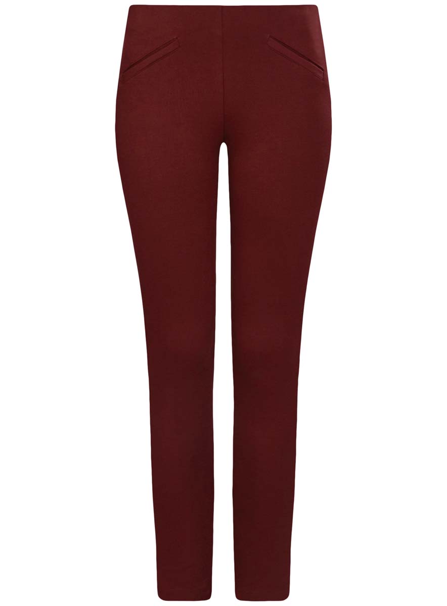 Брюки женские oodji Collection, цвет: бордовый. 28600036/43127/4900N. Размер XS (42)28600036/43127/4900N Брюки женские oodji Collection, цвет: бордовый. 28600036/43127/4900N. Размер XS (42)28600036/43127/4900NЖенские брюки-скинни oodji Collection стандартной посадки изготовлены из полиэстера с добавлением вискозы, полиамида и эластана. Брюки застегиваются на застежку-молнию сбоку. Изделие оформлено имитацией двух втачных карманов спереди и двух карманов сзади. По низу брючин расположены скрытые застежки-молнии.