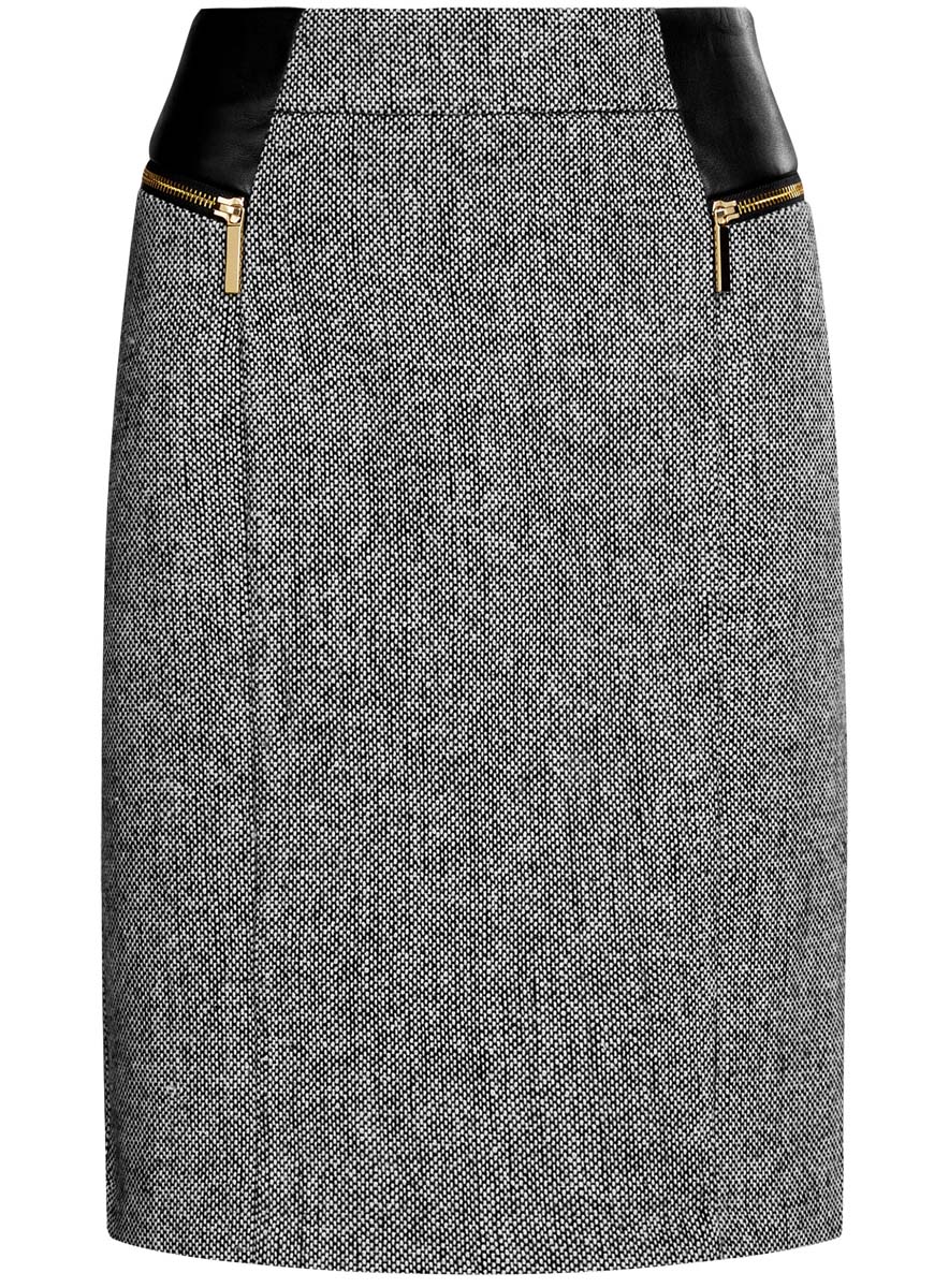 Юбка oodji Collection, цвет: черный, белый. 21605067-2/45922/2912B. Размер 38 (44-170)21605067-2/45922/2912B Юбка oodji Collection, цвет: черный, белый. 21605067-2/45922/2912B. Размер 38 (44-170)21605067-2/45922/2912BЮбка oodji Collection выполнена из полиэстера с добавлением шерсти. Юбка средней длины застегивается на застежку-молнию на спинке. Модель оформлена имитацией втачных карманов спереди, а также вставками из искусственной кожи.