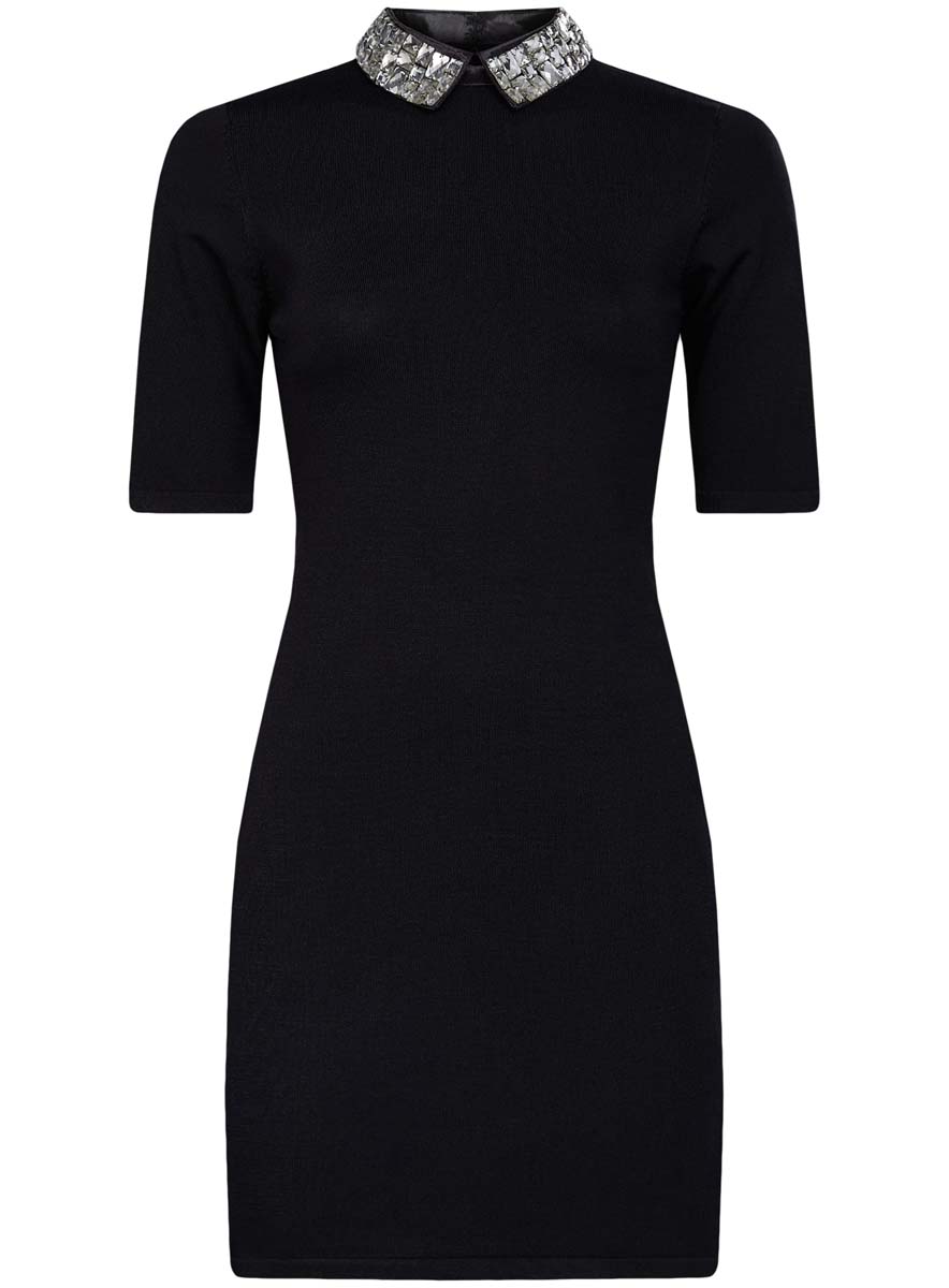 Платье oodji Collection, цвет: черный. 73912222/46083/2900N. Размер XS (42)73912222/46083/2900N Платье oodji Collection, цвет: черный. 73912222/46083/2900N. Размер XS (42)73912222/46083/2900NМодное платье oodji Collection выполнено из высококачественного комбинированного материала. Модель по фигуре с отложным воротником с крупными стразами и короткими рукавами застегивается на спинке на молнию и крючки.
