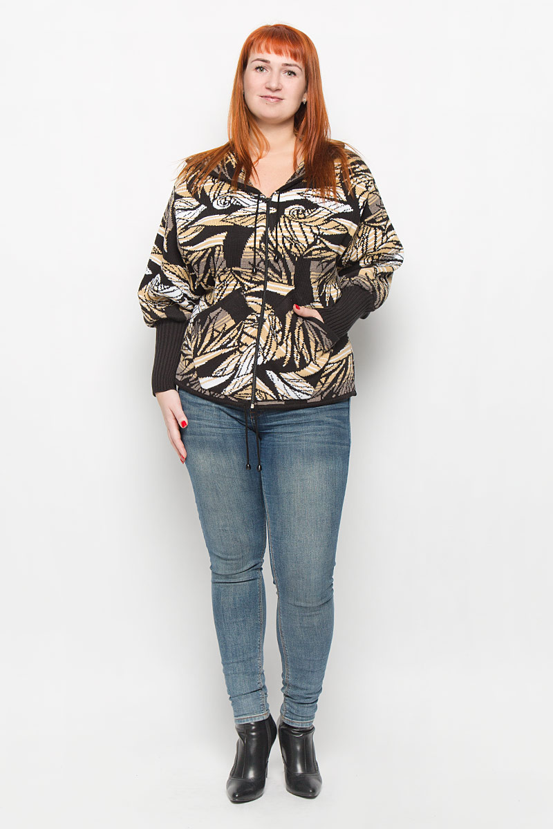 Кофта женская Milana Style, цвет: черный, белый, бежевый. 34403. Размер XXL (52)34403 Кофта женская Milana Style, цвет: черный, белый, бежевый. 34403. Размер XXL (52)34403Стильная женская кофта от Milana Style выполненная из качественной пряжи отлично дополнит ваш образ. Модель с капюшоном и длинными рукавами. Кофта застегивается на молнию и дополнена двумя накладными карманами. Рукава дополнены широкими манжетами, связанными резинкой. Капюшон и низ изделия оснащены утягивающим шнурком.