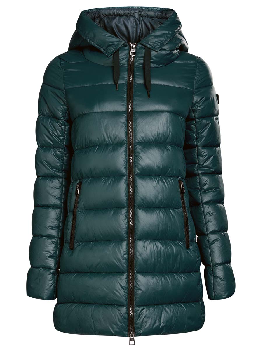 Куртка женская oodji Collection, цвет: темно-бирюзовый. 20204051-1/45911/6C00N. Размер 40 (46-164)20204051-1/45911/6C00N Куртка женская oodji Collection, цвет: темно-бирюзовый. 20204051-1/45911/6C00N. Размер 40 (46-164)20204051-1/45911/6C00NЖенская куртка oodji Collection изготовлена из высококачественного полиамида. В качестве утеплителя используется полиэстер.Модель с несъемным капюшоном застегивается на застежку-молнию. Спереди расположены два прорезных кармана с застежками-молниями, с внутренней стороны - накладной кармашек на кнопке.Манжеты рукавов присборены на тонкую резинку. Низ изделия регулируется с помощью эластичного шнурка.