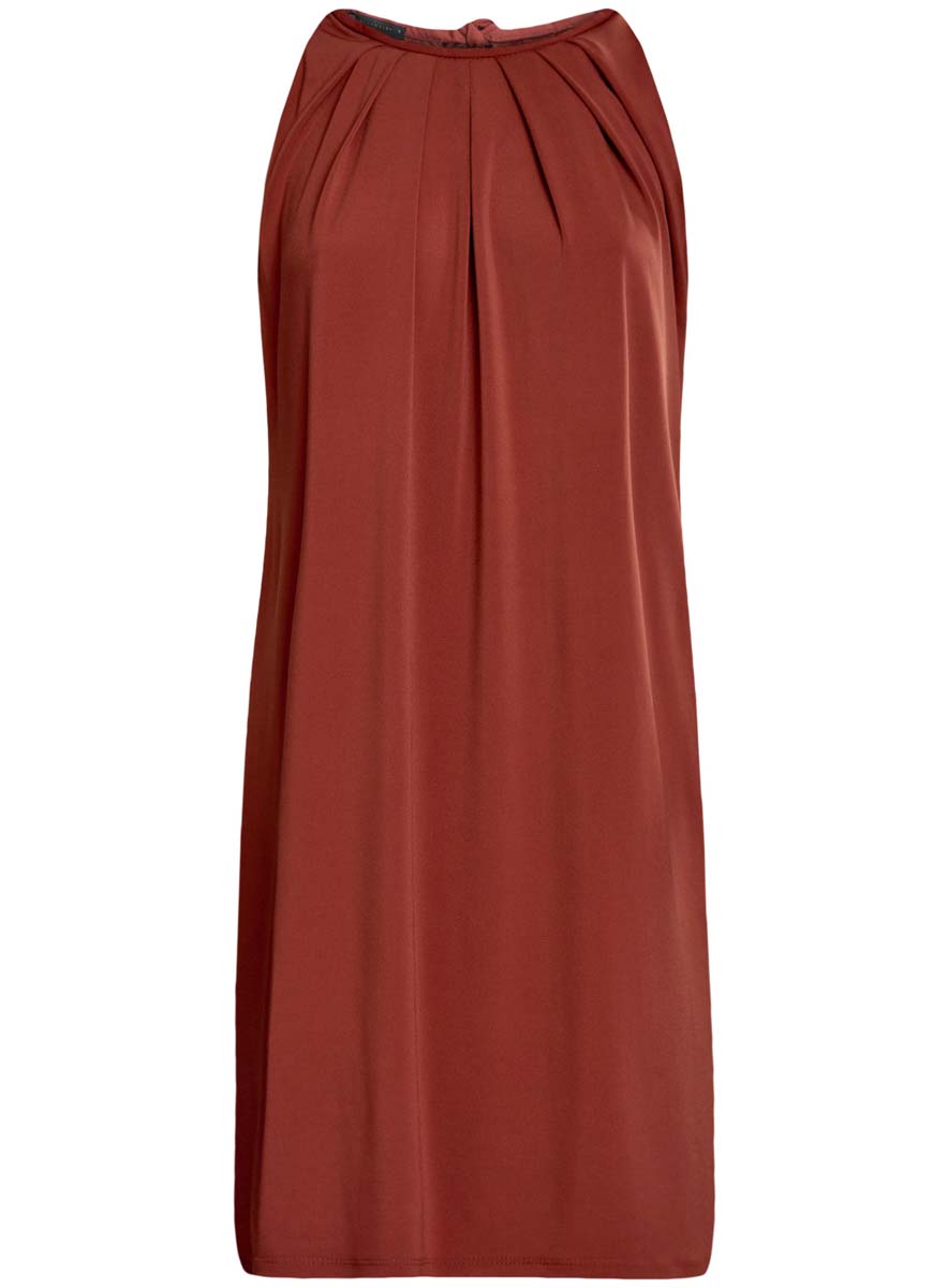 Платье oodji Collection, цвет: терракотовый. 24005125/42788/3100N. Размер S (44)24005125/42788/3100N Платье oodji Collection, цвет: терракотовый. 24005125/42788/3100N. Размер S (44)24005125/42788/3100NСтильное платье oodji Collection выполнено из полиэстера с добавлением полиуретана. Модель свободного кроя без рукавов сзади завязывается на завязки.