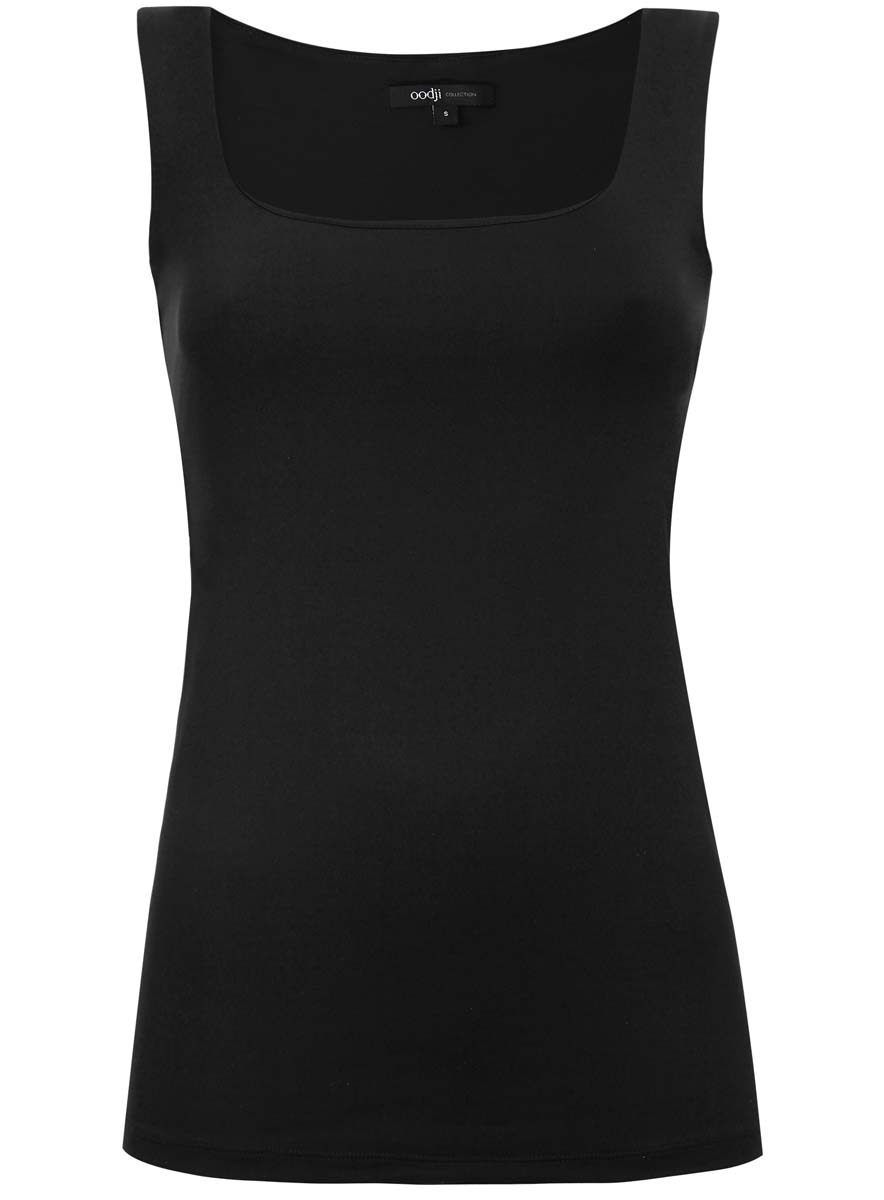 Майка женская oodji Collection, цвет: черный. 24315002B/45297/2900N. Размер XL (50)24315002B/45297/2900N Майка женская oodji Collection, цвет: черный. 24315002B/45297/2900N. Размер XL (50)24315002B/45297/2900NБазовая женская майка oodji Collection выполнена из эластичной ткани. Майка с квадратным вырезом горловины и бретелями средней ширины.