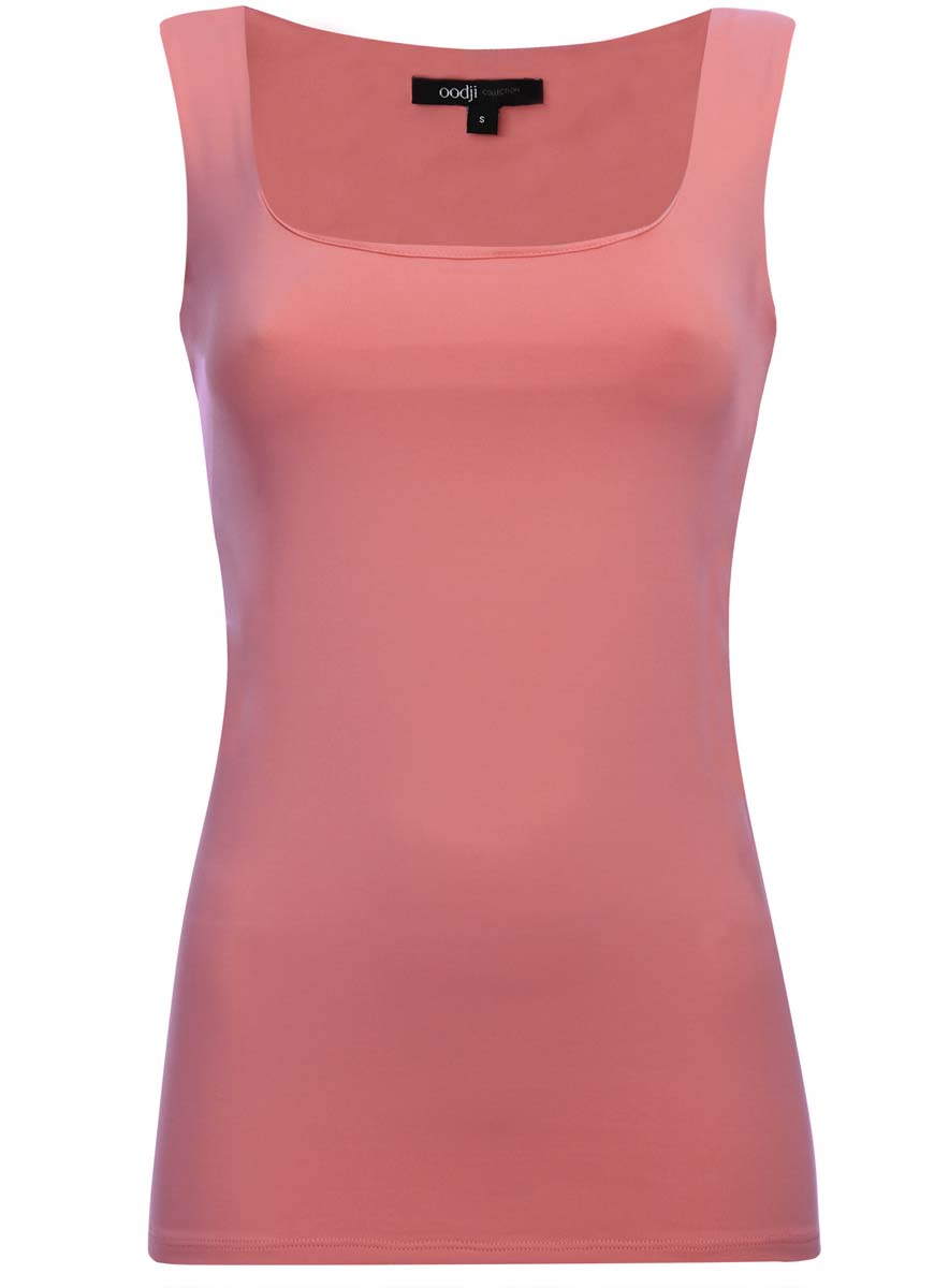 Майка женская oodji Collection, цвет: светло-розовый. 24315002B/45297/4100N. Размер L (48)24315002B/45297/4100N Майка женская oodji Collection, цвет: светло-розовый. 24315002B/45297/4100N. Размер L (48)24315002B/45297/4100NБазовая женская майка oodji Collection выполнена из эластичной ткани. Майка с квадратным вырезом горловины и бретелями средней ширины.