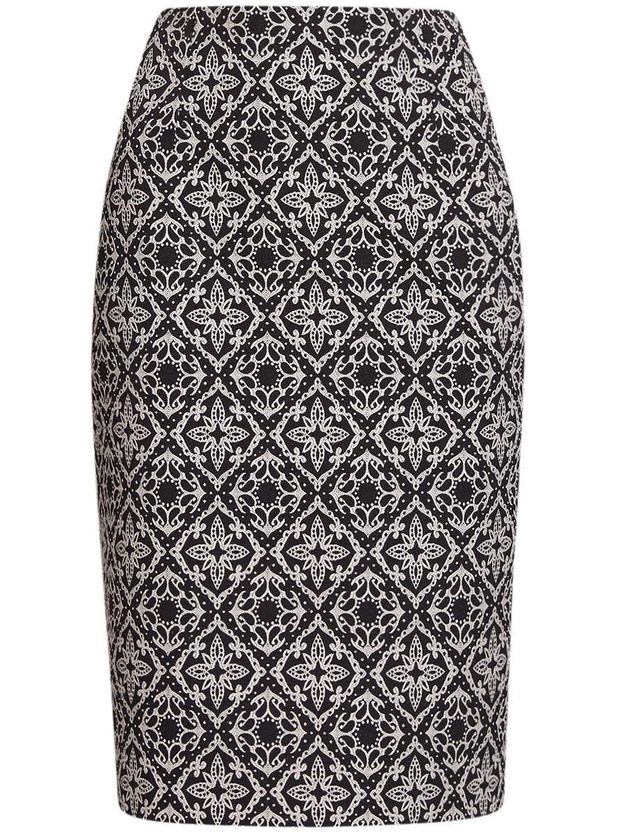 Юбка oodji Collection, цвет: молочный, черный. 21600282-5/45929/2912J. Размер 36 (42-170)21600282-5/45929/2912J Юбка oodji Collection, цвет: молочный, черный. 21600282-5/45929/2912J. Размер 36 (42-170)21600282-5/45929/2912JЮбка oodji Collection выполнена из качественного комбинированного материала. В качестве подкладки используется высококачественный полиэстер. Юбка-карандаш средней длины застегивается на застежку-молнию на спинке. Модель оформлена оригинальным вышитым принтом с узором и дополнена сзади небольшой шлицей.