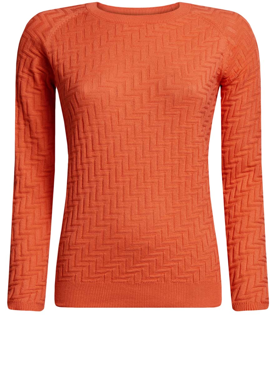 Джемпер женский oodji Ultra, цвет: оранжевый. 63812545/35472/5500N. Размер XL (50)63812545/35472/5500N Джемпер женский oodji Ultra, цвет: оранжевый. 63812545/35472/5500N. Размер XL (50)63812545/35472/5500NСтильный женский джемпер oodji Ultra выполнен из сочетания акрила и натурального хлопка.Модель с длинными рукавами-реглан и круглым вырезом горловины выполнена объемной вязкой с узорами.Манжеты, горловина и низ джемпера изготовлены из трикотажной резинки.