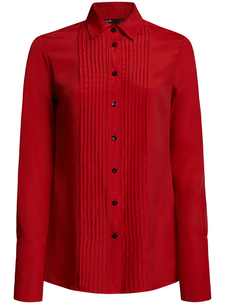 Блузка женская oodji Collection, цвет: красный. 21411110/42549/4500N. Размер 38 (44-170)21411110/42549/4500N Блузка женская oodji Collection, цвет: красный. 21411110/42549/4500N. Размер 38 (44-170)21411110/42549/4500NЖенская блузка oodji Collection исполнена из легкой ткани приталенного кроя. Блузка имеет длинные рукава с отложными манжетами, классический воротничок. Застегивается на пуговицы спереди и на манжетах.