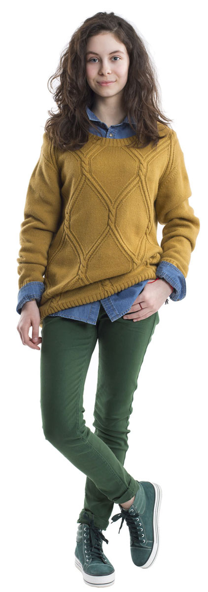 Джемпер для девочки Gulliver, цвет: горчичный. 21610GTC3101. Размер 158, 13 лет21610GTC3101 Джемпер для девочки Gulliver, цвет: горчичный. 21610GTC3101. Размер 158, 13 лет21610GTC3101Джемпер для девочки Gulliver изготовлен из высококачественной комбинированной пряжи. Джемпер с длинными рукавами и круглым вырезом горловины превосходно тянется и отлично сидит. Горловина, манжеты рукавов и низ джемпера связаны резинкой. Джемпер объемным вязаным узором.