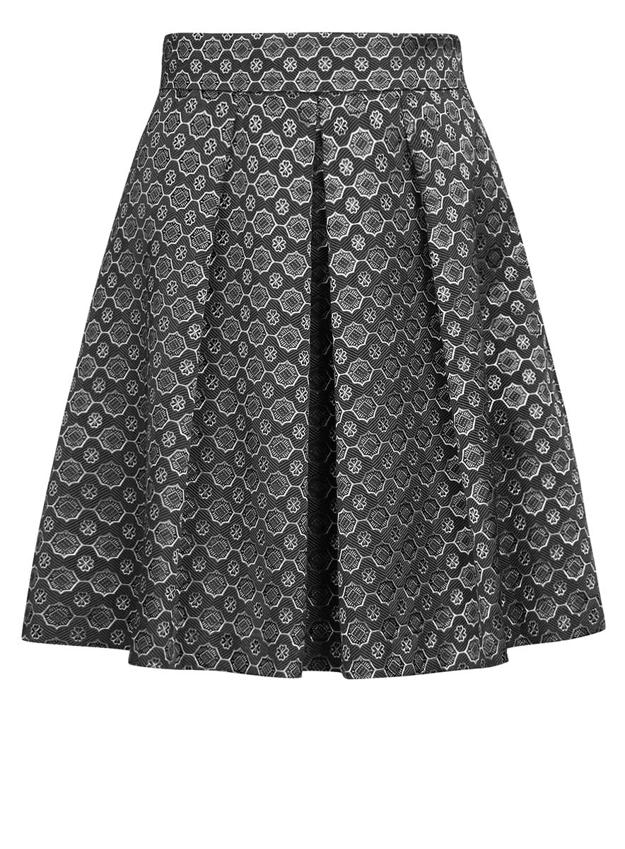 Юбка oodji Ultra, цвет: темно-серый, серебристый. 11600396-3/45935/2529G. Размер 34 (40-170)11600396-3/45935/2529G Юбка oodji Ultra, цвет: темно-серый, серебристый. 11600396-3/45935/2529G. Размер 34 (40-170)11600396-3/45935/2529GЮбка oodji Ultra выполнена из высококачественного полиэстера. Модель-миди с застежкой-молнией сбоку оформлена оригинальным принтом с узором. Спереди и сзади от пояса изделиес небольшими складками, которые придают дополнительный объем и пышность.