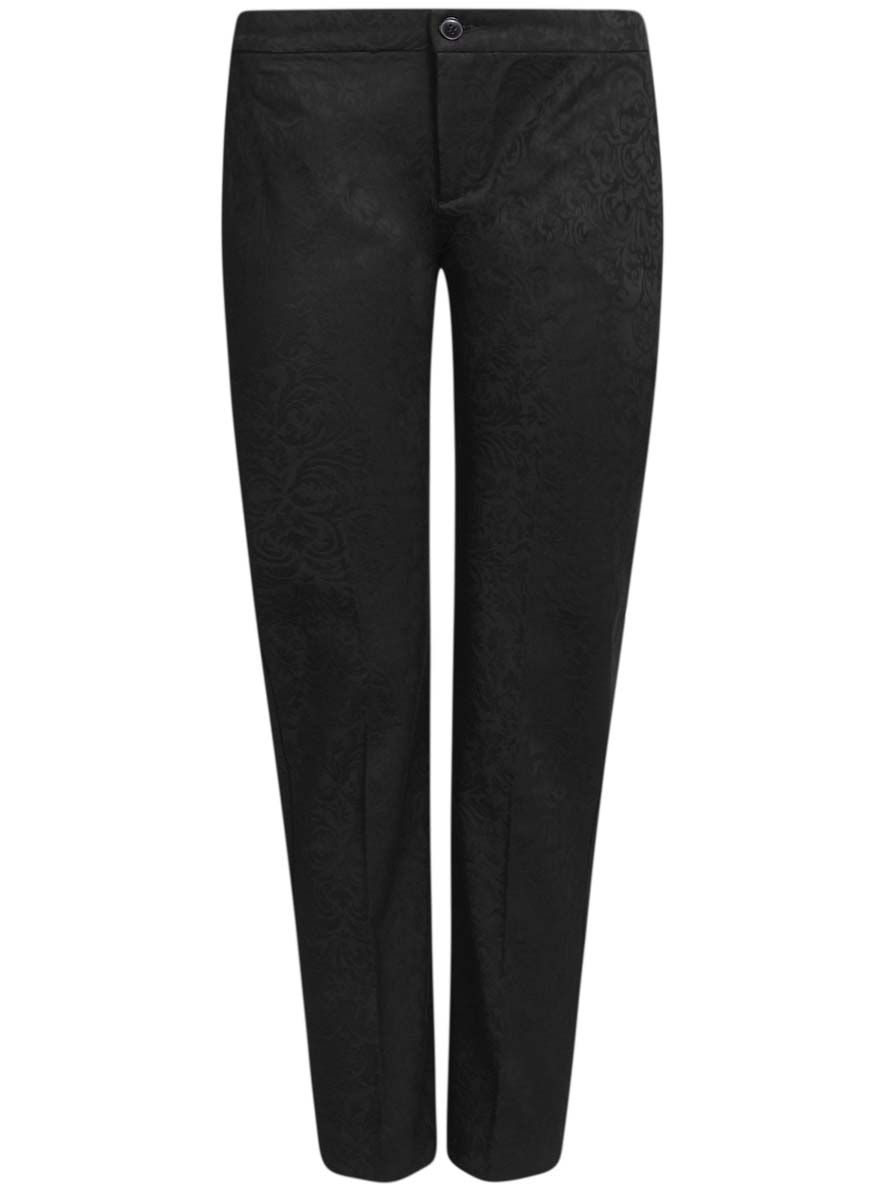 Брюки женские oodji Collection, цвет: черный. 21706026/46074/2900J. Размер 38 (44-170)21706026/46074/2900J Брюки женские oodji Collection, цвет: черный. 21706026/46074/2900J. Размер 38 (44-170)21706026/46074/2900JЖенские брюки oodji Collection прямого кроя и стандартной посадки изготовлены из эластичного хлопка. Брюки застегиваются на ширинку на застежке-молнии и пуговицу на поясе. Изделие оснащено двумя втачными карманами спереди и одним втачным карманом сзади. Брюки оформлены оригинальным цветочным орнаментом в тон изделию.